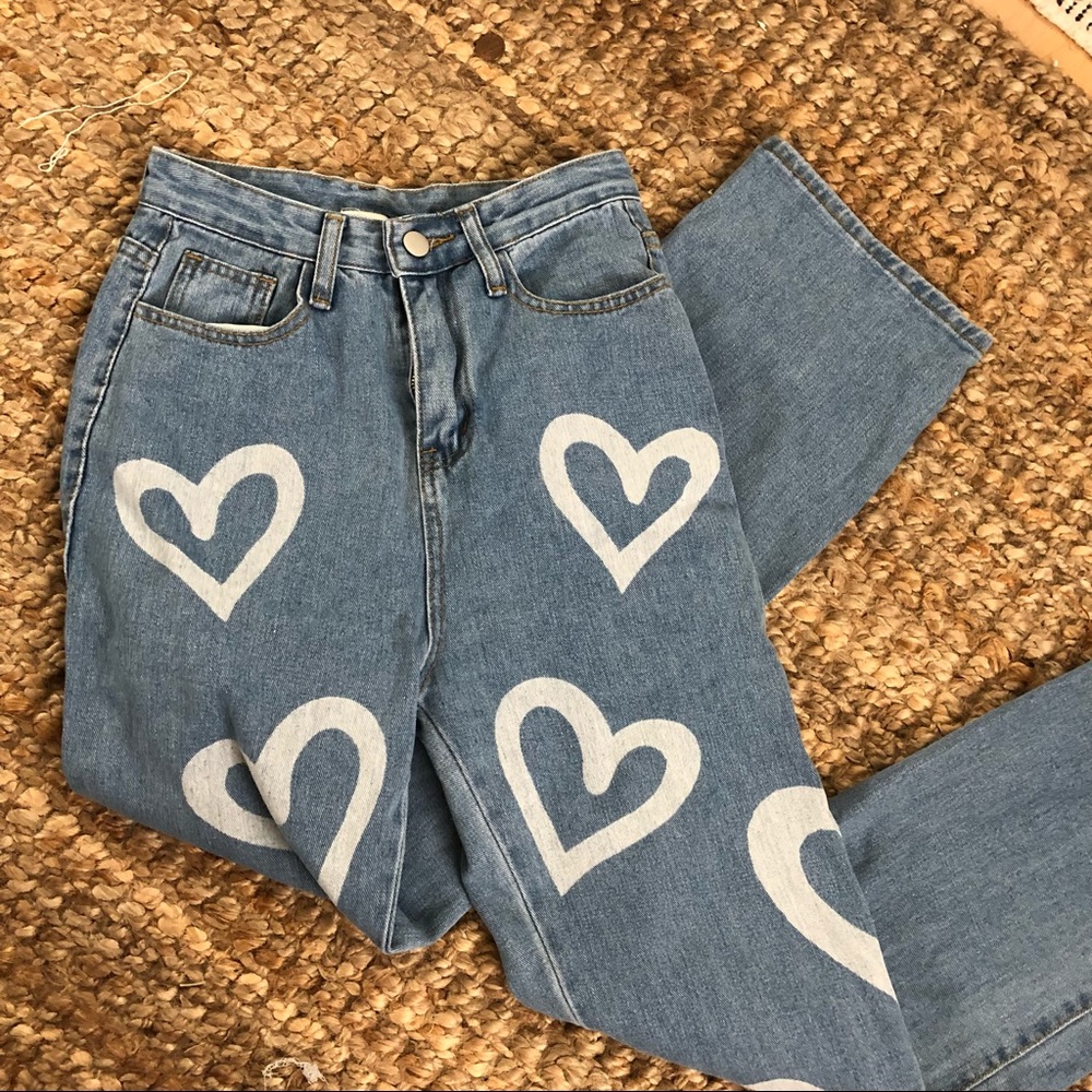 Heart denim Y2K straight leg jeans - Picture 3 of 3